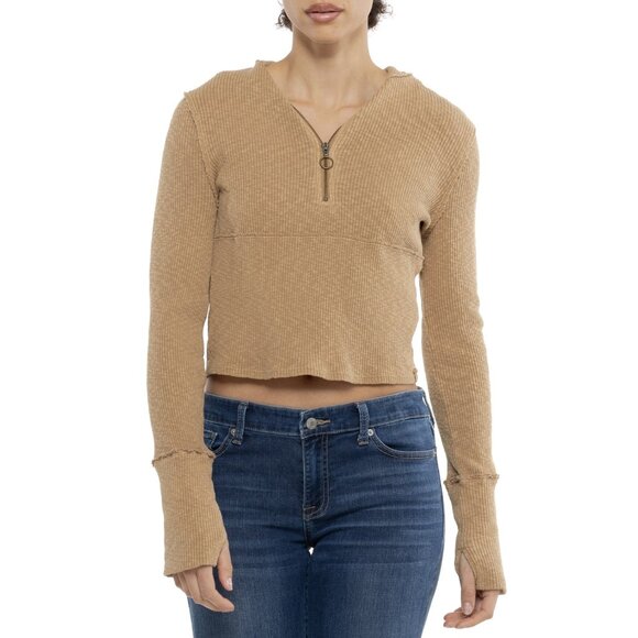 NEW Free People Midnight Shirt - Zip Neck, Long Sleeve IN brown 1125 3s2 - Picture 7 of 7
